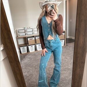 NWT Cutout Denim Jumpsuit